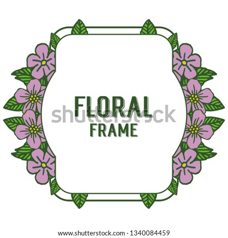 Vector illustration design artwork purple floral frame with template hand drawn