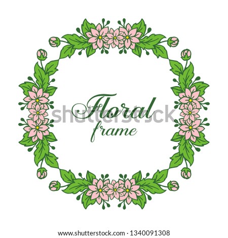 Vector illustration design style pink floral frame with greeting card or invitation hand drawn