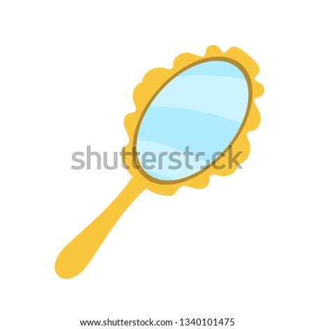 Alice in wonderland characters collection. Gold-plated mirror on a white background.