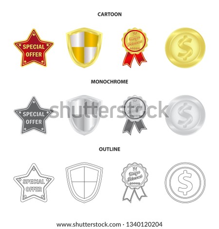 bitmap design of emblem and badge logo. Set of emblem and sticker bitmap icon for stock.