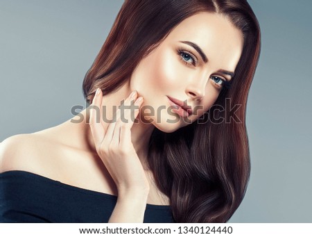 Beautiful hair woman long brunette hairstyle female portrait