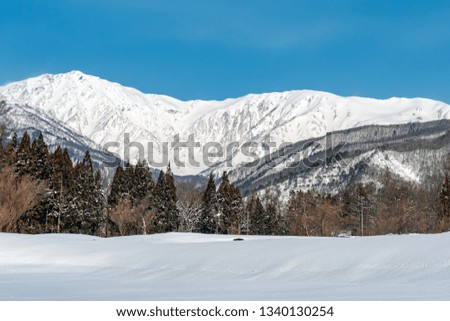 Winter Hakuba Mountains landscape in Hakuba, Nagano, Japan