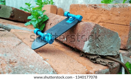 Cool skateboard objects on bricks.