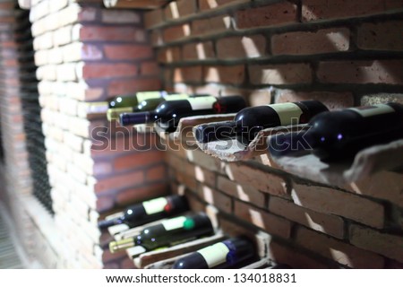 Bottles of wine in cellar, Kakheti, Georgia