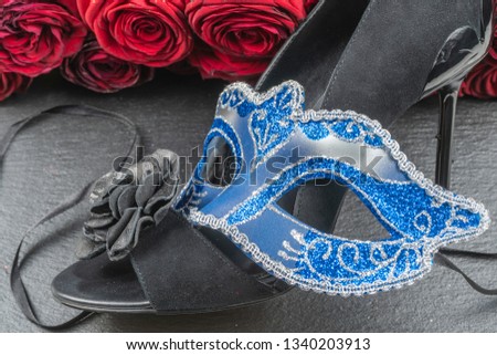 The Colombina, blue carnival or masquerade mask.