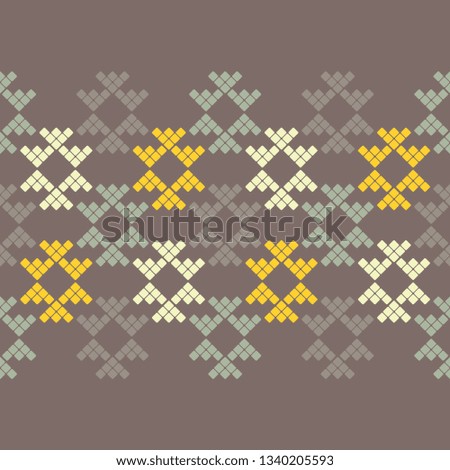 Trendy seamless pattern designs. Ethnic figures of dots and pixels. Vector geometric background. Can be used for wallpaper, textile, invitation card, wrapping, web page background.