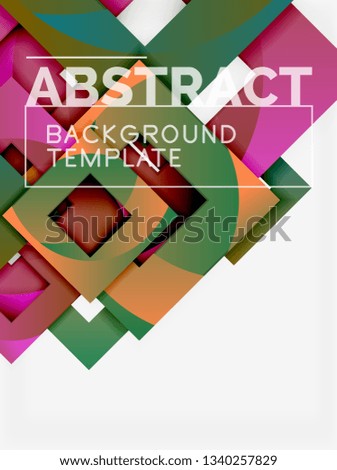 Color square composition with text. Geometric abstract background. Vector illustration