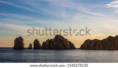Sunset over the Arch at Land's End, in Cabo San Lucas, Mexico, Baja California.