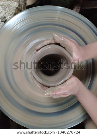 
Pottery making process.