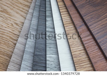 PVC Polymer Vinyl sample for customers to choose the floor design within the copy space  Royalty-Free Stock Photo #1340379728