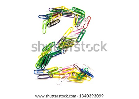 The number "2" of color clips, with a soft blur at the bottom, on a white background