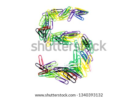 The letter "S" of color clips, with a soft blur at the bottom, on a white background