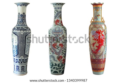 Ceramic Porcelain vase  isolated on White background Royalty-Free Stock Photo #1340399987