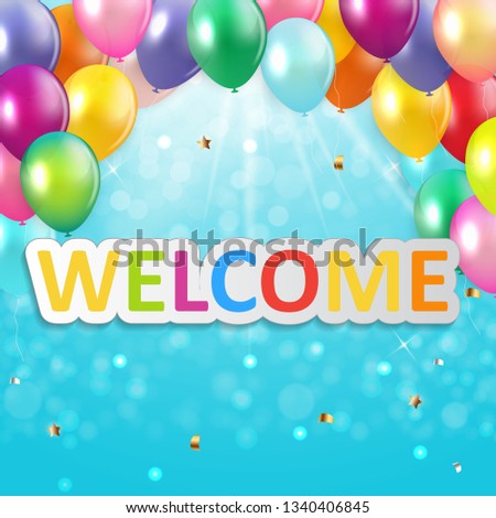 Welcome color banner for kids zone with balloons. Vector Illustration EPS10