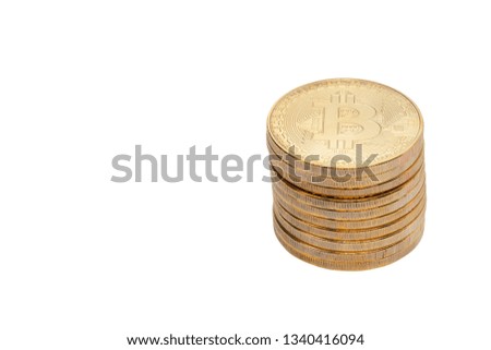 Gold bitcoin, cryptocurrency isolated on white background - clipping paths.