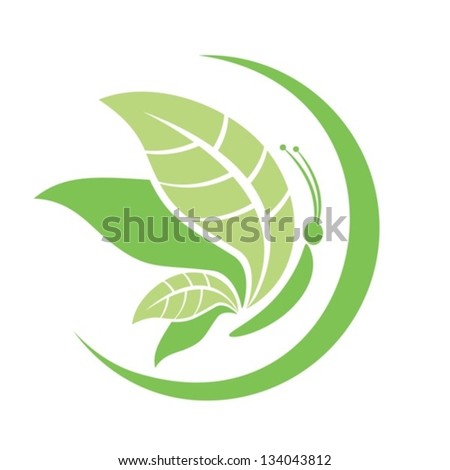 The abstract image of a butterfly, with leaves instead of wings.Vector. EPS-10 (non transparent elements,non gradient).