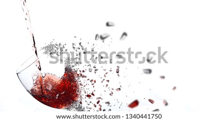 Cap of wine, with 3d dispersion, red on white background	
