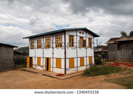 Horizontal picture of the traditional and beautiful architecture house in the countryside of Inle Lake, Myanmar