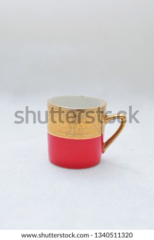 Red and gold traditional elegant coffee cup , template for branding identity and company logo design/ drink-ware, Dining 
