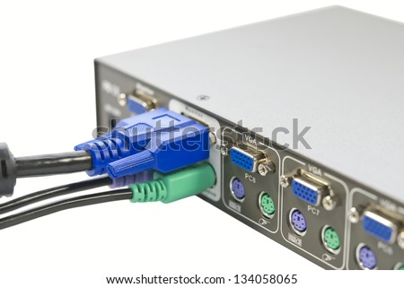 KVM (keyboard, video and mouse) switch isolated on white background Royalty-Free Stock Photo #134058065