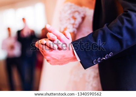 hands of newlyweds. wedding dance of bride and groom. close up