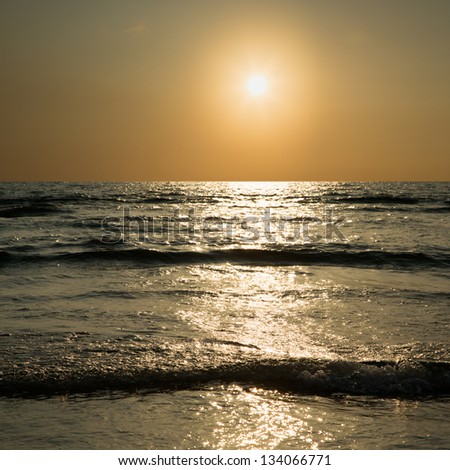 Golden sunset in sea