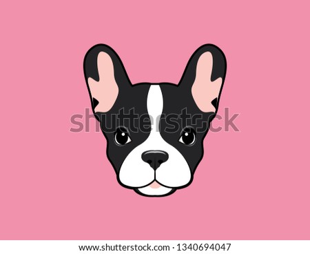 Cute French Bulldog Face Portrait on Pink Background. Vector illustration of a cute French Bulldog face on a pink background. Playful and endearing design.