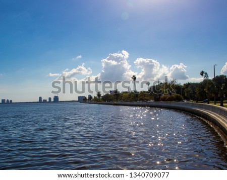 Landscape shot of bay area, Tampa bay, Florida. Bayshore Blvd.