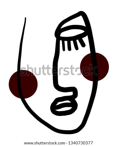 Minimal abstract cubism face. Art in matisse style. Linear abstract human face. Minimalist avatar of man or woman. Continuous line drawing. Design for sticker, print on fabric, stationery, poster
 Royalty-Free Stock Photo #1340730377