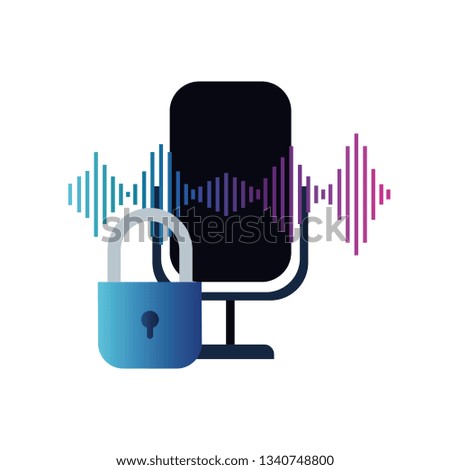 security padlock and microphone solated icon