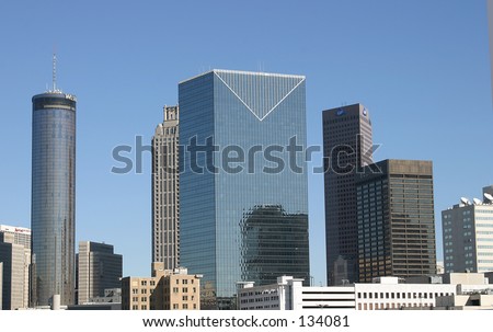 Downtown Atlanta, Georgia Skyline including the famous round Westin Peachtree Plaza Hotel