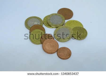euros, money in white background