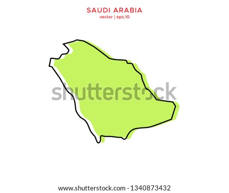 Green Outline Map of Saudi Arabia Vector Design Template. Editable Stroke Royalty-Free Stock Photo #1340873432