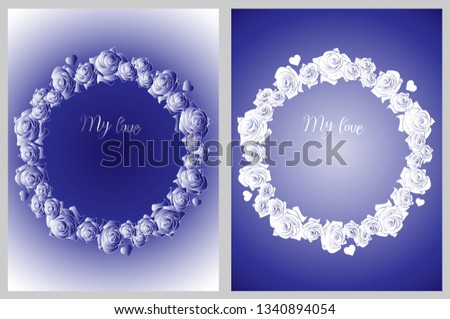 set of decorative cards in different shades of blue