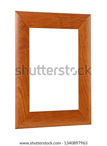 Brown wooden frame isolated on white background