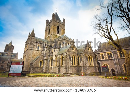 Historic Christ Church in Dublin Ireland Royalty-Free Stock Photo #134093786