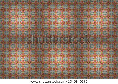 Raster orange, white and yellow seamless background pattern with rhombuses.