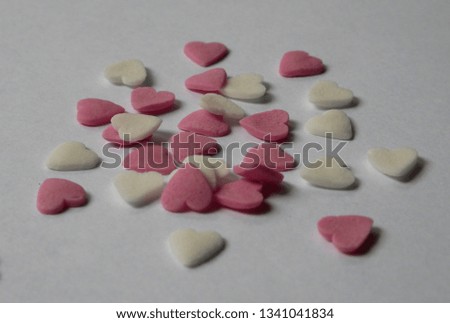 little pink and white hearts / wedding decoration