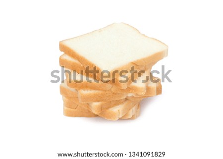 picture of sliced soft and sticky delicious white bread for breakfast on white isolated background