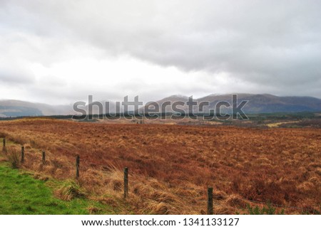 Beautiful picture of the Scottish highlands on a cloudy day