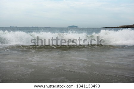 Brasil, Rio de Janeiro. Ocean surf on Copacabana beach