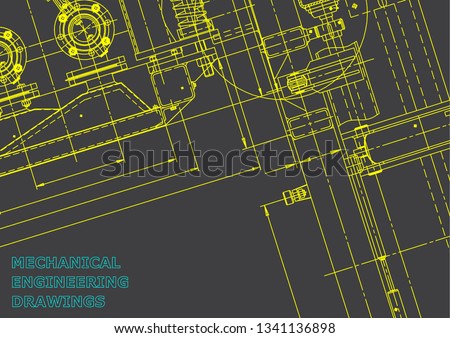 Blueprint. Vector engineering illustration. Computer aided design system. Gray