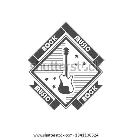 Vintage logotype of rock music. Design elements with font type. Badge for rock shop.