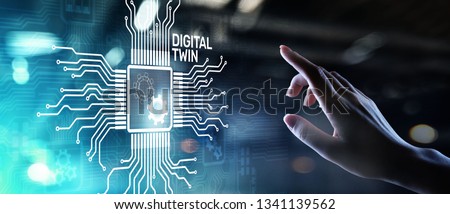 Digital twin business and industrial process modelling. innovation and optimisation. Royalty-Free Stock Photo #1341139562