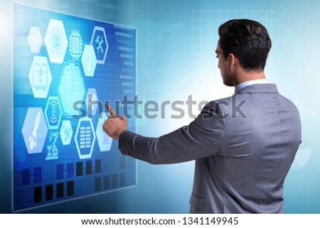 Businessman in futuristic stock trading concept