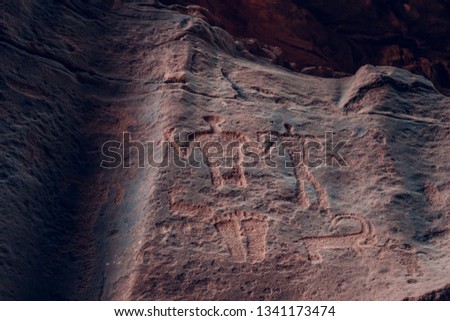 ancient drawing on the wall history archeological object photography 