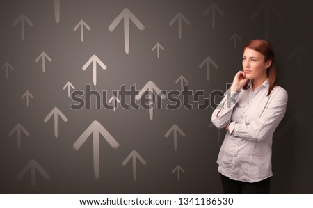 Young person thinking with direction concept background