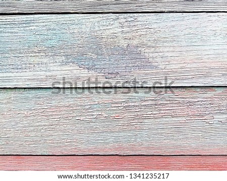 texture of painted wooden boards backgraund. Old vintage wooden planks of the house. Peeled wood texture background. Rustic village concept. Vertical photo.
