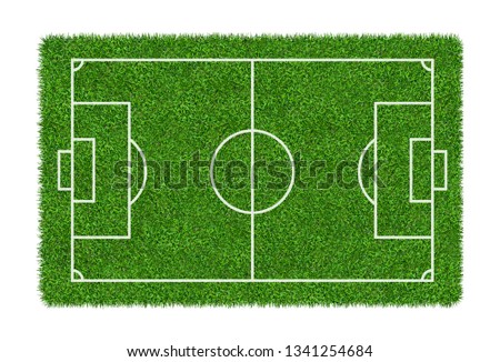 Football field or soccer field on green grass pattern texture isolated on white background with clipping path.
