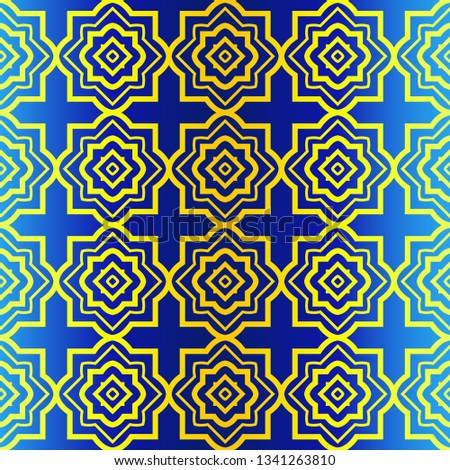 Geometric Pattern. Ethnic Ornament. Vector Illustration. For Greeting Cards, Invitations, Cover Book, Fabric, Scrapbooks. Blue yellow color.